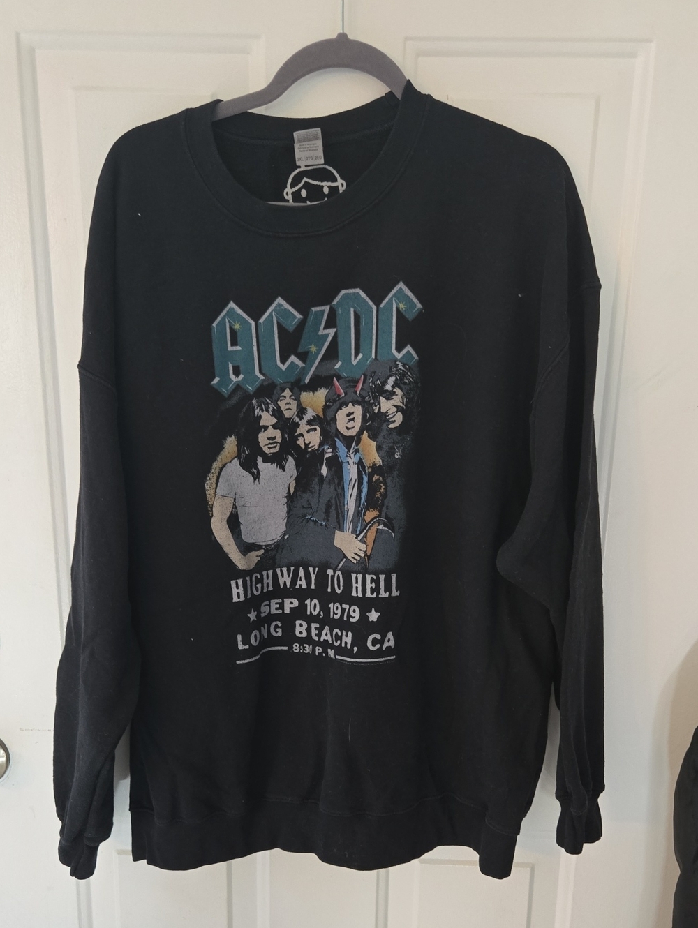 AC/DC Black Graphic Crewneck Sweatshirt - Highway to Hell Design